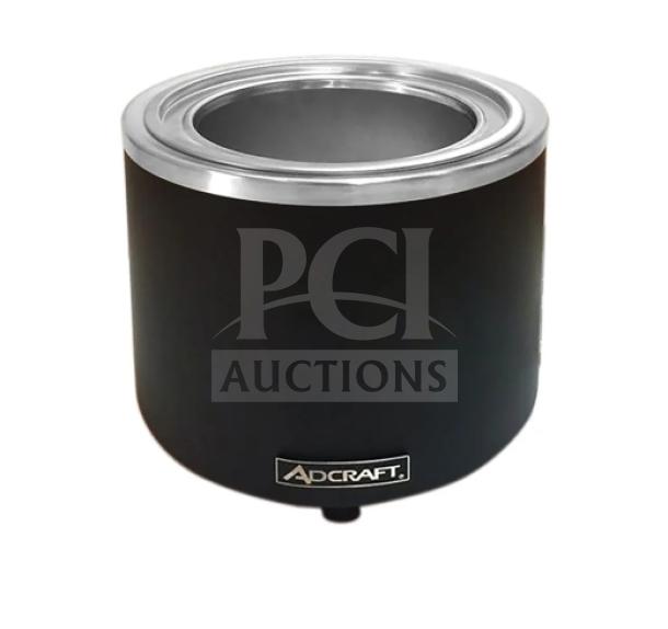 Brand new Adcraft FW1200WRB commercial 11 Qt black countertop cooker/warmer with thermostatic controls, 120V.