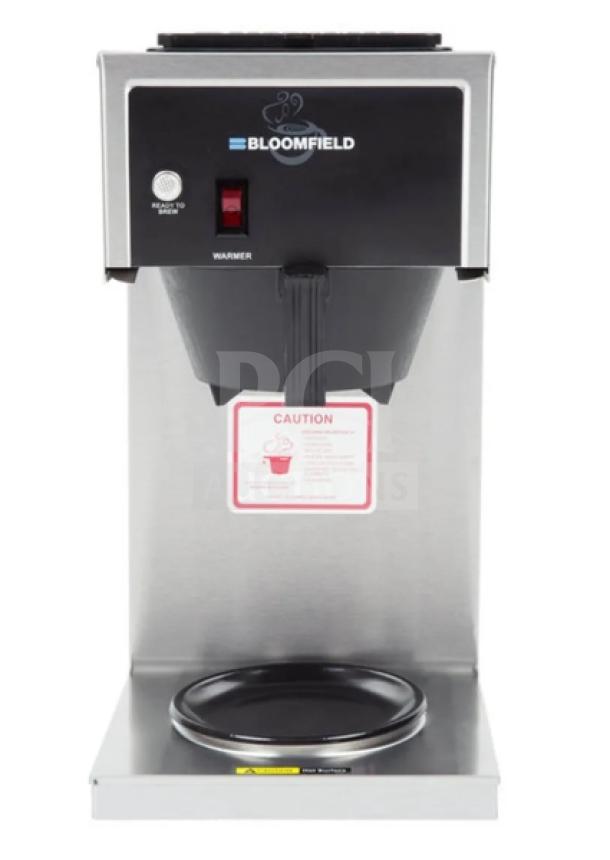 Brand new Bloomfield Koffee King 48-8542-D1-120V commercial stainless steel coffee brewer with brew basket, in box.