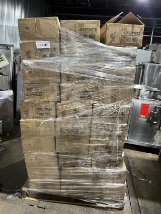 Full pallet of Service Ideas ADISPWSTD white hand sanitizer dispensers with floor stands. Brand new in boxes.