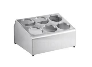 TableCraft Commercial Stainless Steel 6-Hole Flatware Cylinder Holder, Model 70621, brand new condition.
