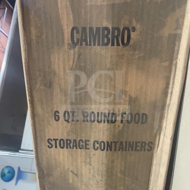 Cambro 6 Qt round food storage containers, brand new in original box. Perfect condition, ideal for commercial use.