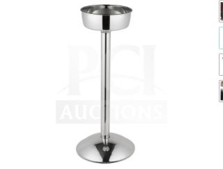 Vollrath stainless steel wine bucket stand, model 47611, brand new in box. Tall design, single bottle capacity.