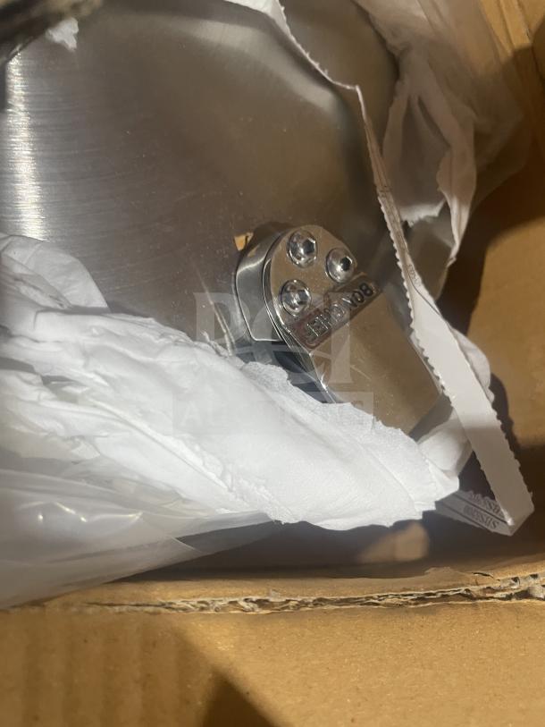 Brand new Bon Chef 6 Qt pot, Model 60030HL, in box. Visible "Bon Chef" handle marking, pristine condition.