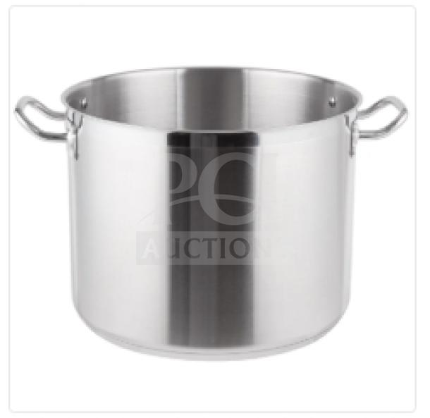Adcraft Hyperion Series 24 Qt stock pot, stainless steel, brand new, commercial grade, with dual handles.