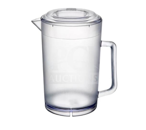 BRAND NEW GET Commercial 64 Oz Pitcher, Clear Textured with Lid, Model P-3064-1-CL, 6 Pieces, in Box.