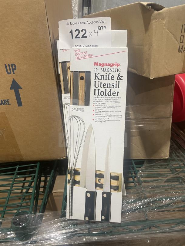 Brand new Magnagrip 12" Magnetic Knife & Utensil Holder in box. Ideal for organizing kitchen tools.