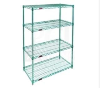 BRAND NEW! IN THE BOX! Eagle Group Commercial Green 21"X48" 4-Tier Epoxy Coated Wire Shelf! With Stationary Post! Model: 2148E!