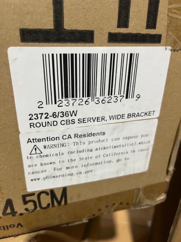 Brand new Spring Round Sauteuse Server Inserts, Model 2372, in original box. Features wide bracket. California warning label attached.