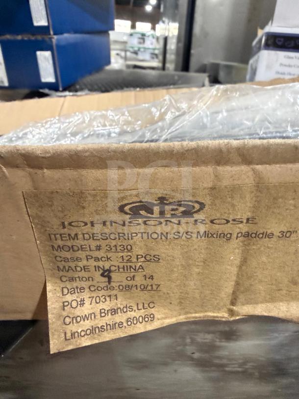 Johnson Rose 30" stainless steel mixing paddle, model 3130. New condition. Case pack of 12, made in China.