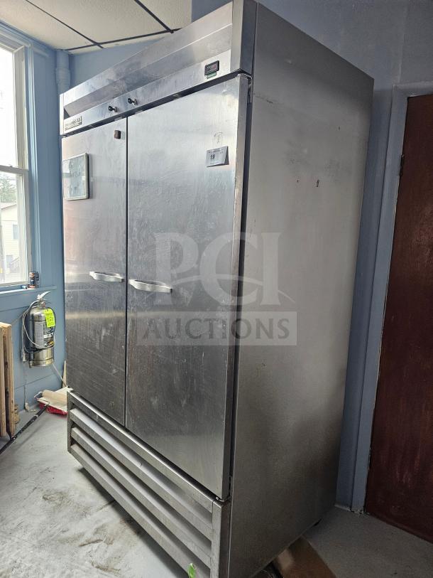 Beverage-Air KR48-1AS 2 solid door refrigerator, stainless steel, model KR48-1AS, visible wear, no tags or labels highlighted.