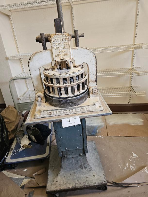 Antique Dutchess Tool Co. dough divider, cast iron, worn finish. Marked "DUTCHESS TOOL CO. FISHKILL-ON-HUDSON." Item #35.