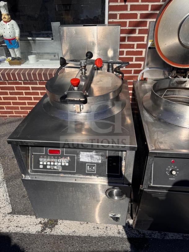 BKI FKM-FC commercial electric pressure fryer, 208 volts, stainless steel, control panel with digital display, used condition.