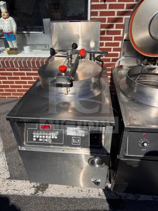 BKI FKM-FC commercial electric pressure fryer, 208 volts, stainless steel, control panel with digital display, used condition.