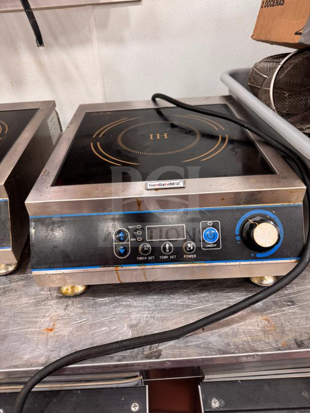 henGzhi IC-35A commercial induction cooker, black and stainless steel, visible control panel, used condition, with power cord.