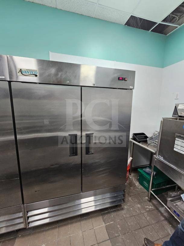 Avantco 54" solid door reach-in refrigerator, stainless steel, digital temperature display, excellent condition.