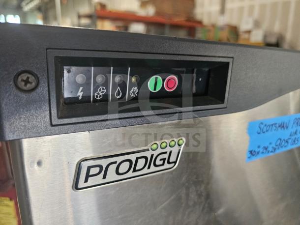 Scotsman Prodigy Series C0830SA-32B ice machine control panel, with status indicators and branding. Good condition.