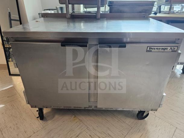 Beverage-Air WTR48A, 48" two solid door undercounter fridge, stainless steel, on wheels, good condition.