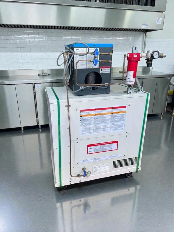 Powerex oil-less scroll air compressor with SPX Hankison HPR5-10 dryer, 115V, fully tested, superior condition, visible labels.