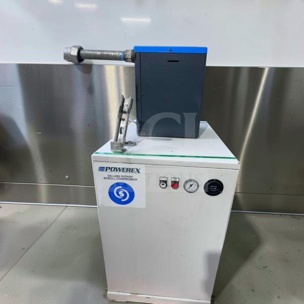 Powerex Oil-Less Scroll Air Compressor, superior condition, with SPX Hankison Model HPR5-10 Air Dryer, 115V, fully tested.