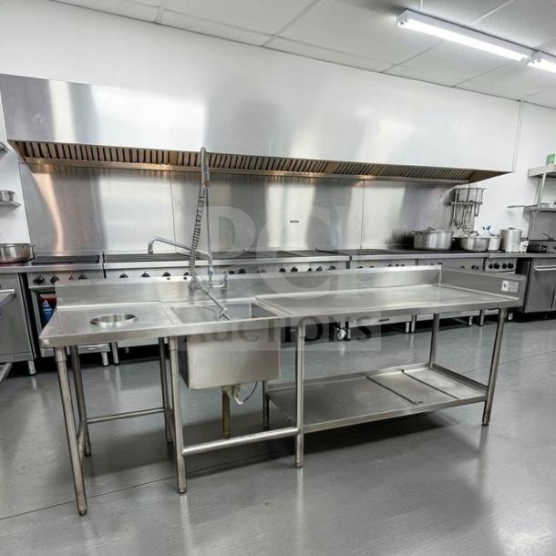 ICM stainless steel prep sink table, model ICM-L-PST-0007, in immaculate condition, fully tested and working.
