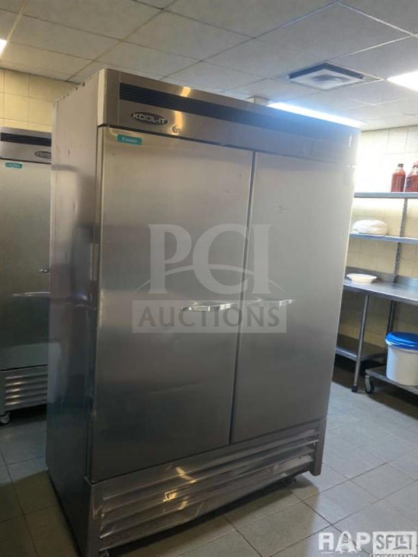 Kool-It 2-Door Reach-In Refrigerator, model KOO-L-REF-0077, 115V, stainless steel, high-grade condition, fully tested.