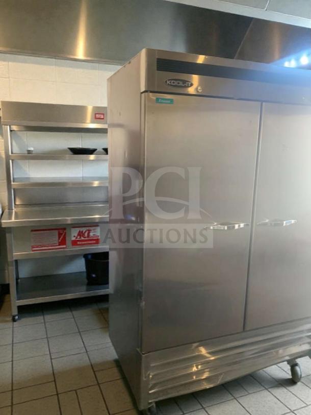 Kool-It 2-Door Reach-In Refrigerator, high-grade condition, 115V, fully tested, model KOO-L-REF-0077, stainless steel.