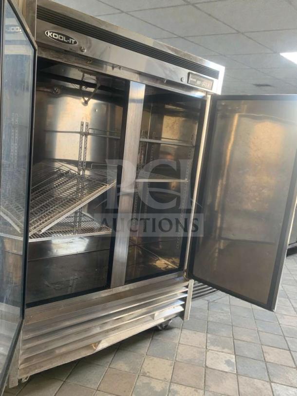 Kool-It 2-Door Reach-In Refrigerator, model KOO-L-REF-0077, high-grade condition, fully tested, stainless steel exterior.