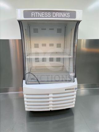 Beverage-Air BZ13-1-W open merchandiser in excellent condition. 115V, single phase, fully tested, "Fitness Drinks" label.