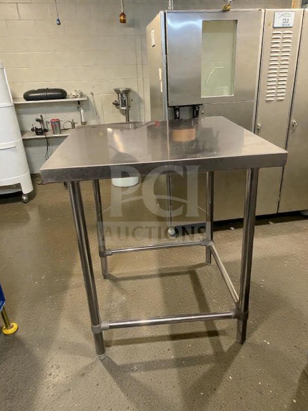 Superb condition stainless steel commercial prep table, heavy-duty, fully inspected, no model visible, by Commercial Stainless Steel Equipment.
