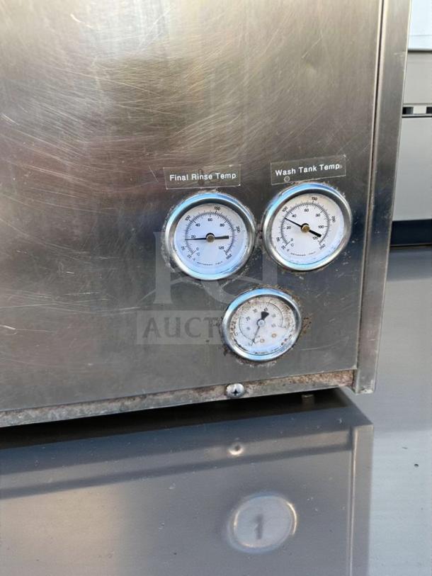 Krono DUPLA 50 USA commercial undercounter dishwasher with temperature gauges; premium condition, fully tested, 220–240V.