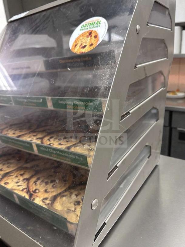 Multi-tier countertop bakery display case in exceptional condition, model BAK-M-DISP-0375. Fully tested, with visible cookie trays.