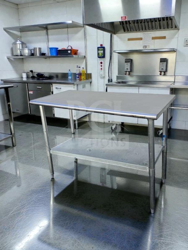 Commercial stainless steel work table, 48"x24", with undershelf, NSF certified, excellent condition, model ACC-S-TBL-0409.