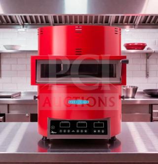 TurboChef FIRE countertop pizza oven in red, single deck, 208-240V, UL listed, fully tested, premium condition.