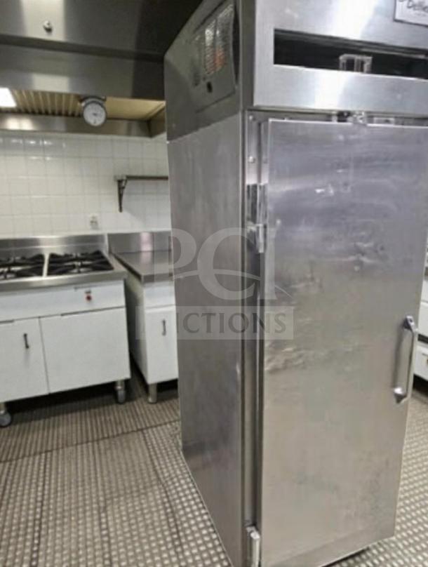 Delfield stainless steel single door reach-in refrigerator in premium condition, model DLF-L-REF-0473, fully tested and operational.