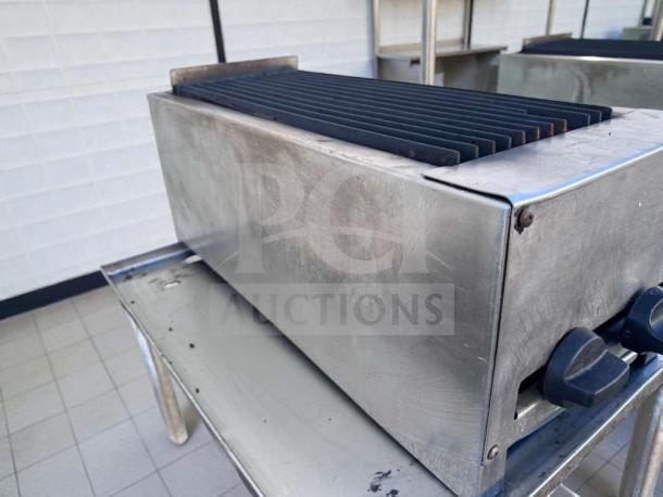 Commercial Grade 24" Gas Charbroiler, stainless steel, outstanding condition, fully tested, operational, lava rock grill.