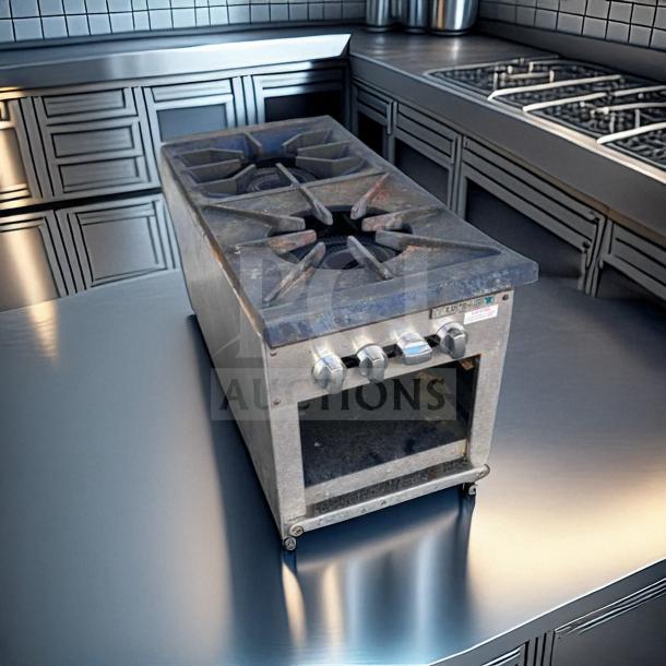 Vulcan commercial single burner stock pot range, heavy-duty, gas-operated, floor model, fully tested, top-tier condition.