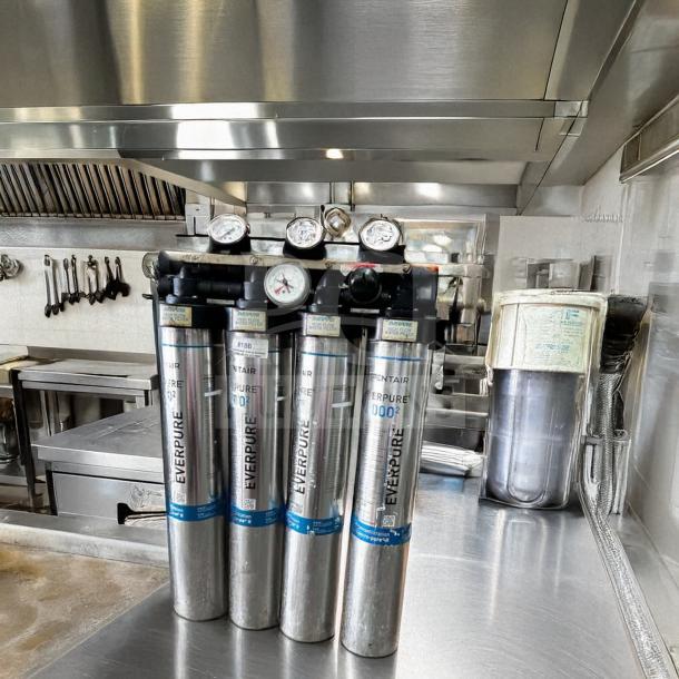 Pentair Everpure 20002 commercial water filtration system, multi-cartridge, superior condition, fully operational, USA-made.