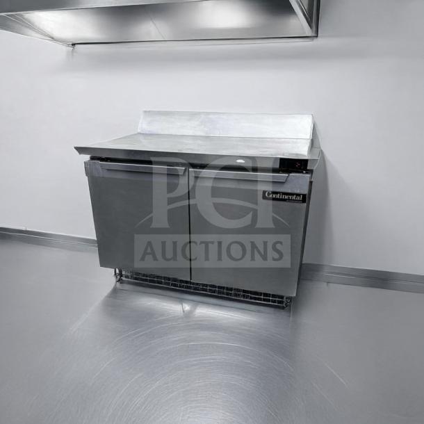 Continental Refrigerator 48" stainless steel refrigerated chef base, excellent condition, fully tested, operational, visible label.