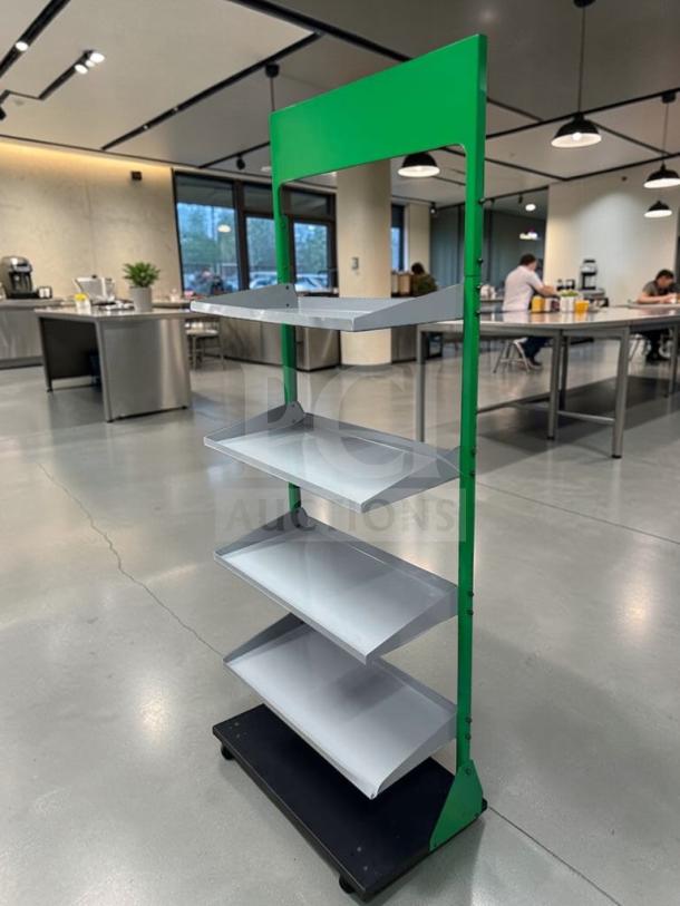 4-tier commercial retail gondola display shelf, model RET-S-SHLF-0584, heavy-duty, prime condition, inspected.