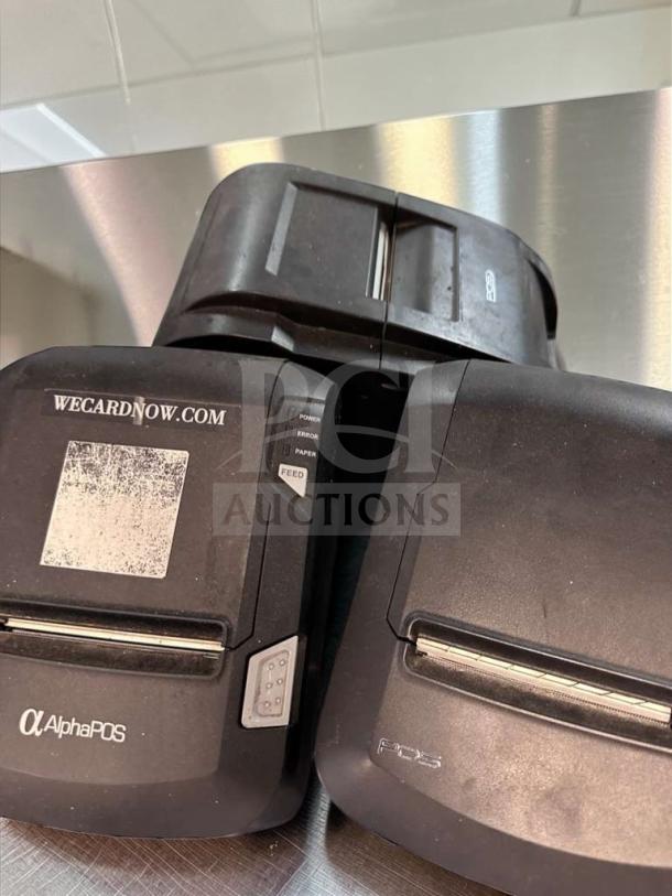 AlphaPOS Thermal Receipt Printers, high-grade condition, USB interface, fully tested, set of 3. Model: POS-S-PRT-0599.