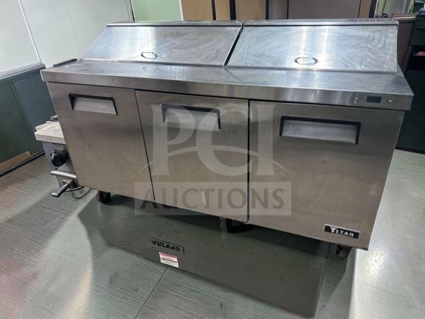 Titan XTSU72 commercial sandwich prep table refrigerator, 72" stainless steel, ETL listed, superior condition, fully tested.