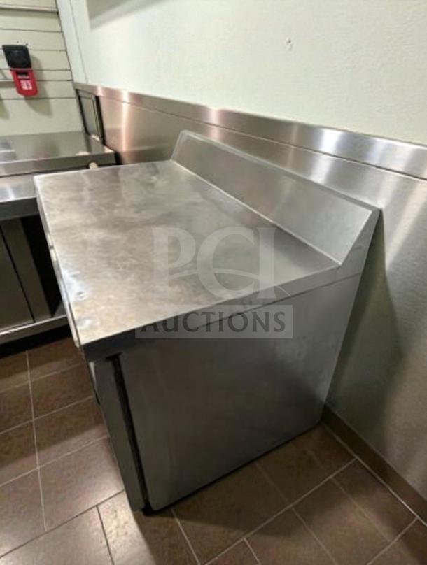 Continental 2-door undercounter stainless steel worktop refrigerator, prime condition, fully tested, commercial model.