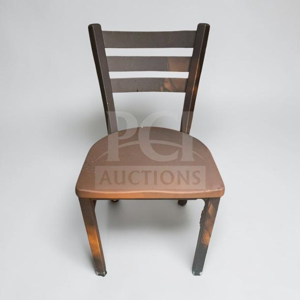 Commercial Restaurant Furniture metal frame dining chair in outstanding condition, durable brown finish, set of 4.