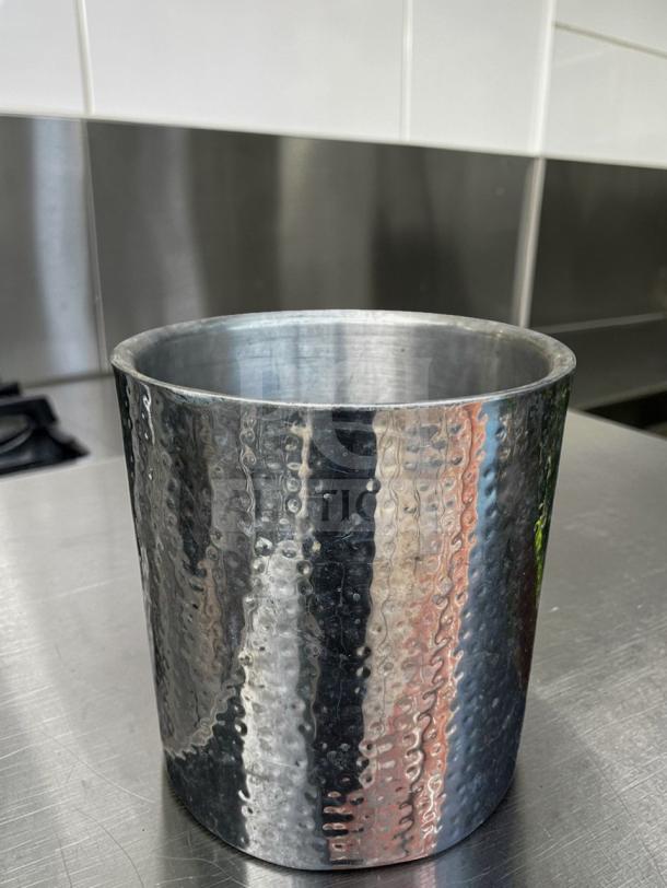 Hammered stainless steel ice bucket in immaculate condition, professional grade, model BAR-S-ICE-0663.