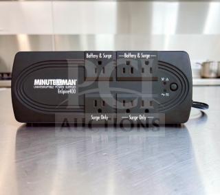 Minuteman EnSpire 400 UPS, 6 outlets, battery backup & surge protection, high-quality condition, model UPS-S-MINUTE-0689.