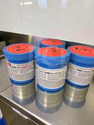 Four containers of Melitta COMBI-Tabs coffee machine cleaning tablets, exceptional condition, for Melitta & Cafina systems.