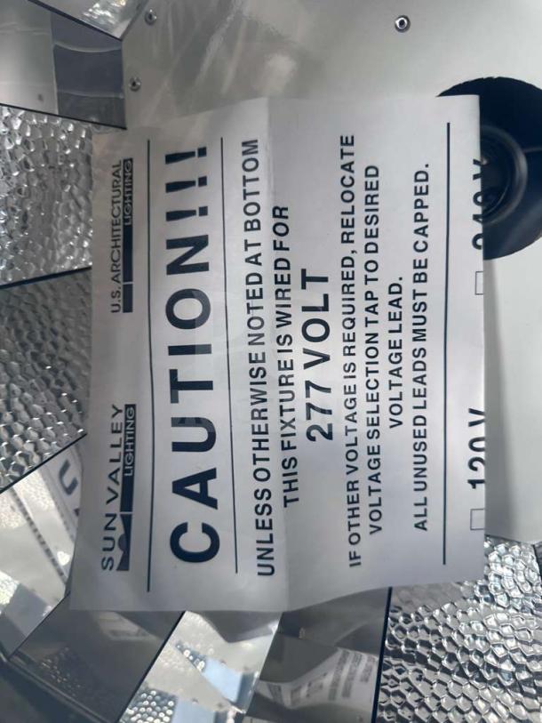 Sun Valley Lighting commercial ceiling light fixture, 24x24, model Architectural Reflector, 277V, USA-made, new and tested.