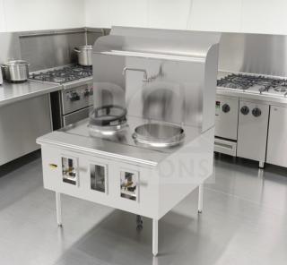 Atosa USA dual burner wok range in stainless steel, top-tier condition. Model ATO-L-RNG-0695; fully tested restaurant equipment.
