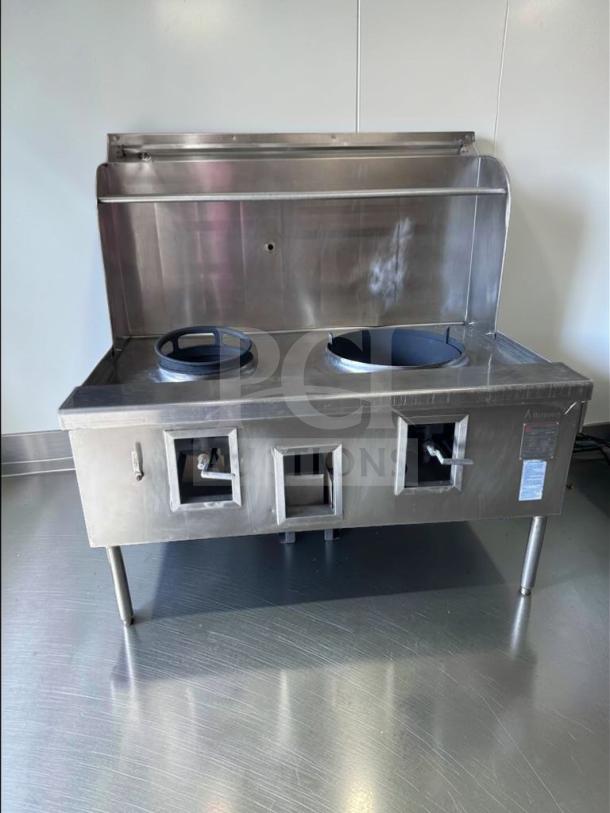 Top-tier Atosa dual wok range, 2-hole commercial model, heavy-duty stainless steel, fully tested and operational.