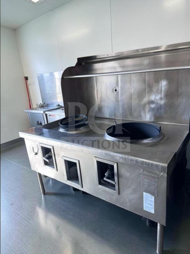 Atosa 2-Hole Commercial Wok Range, dual burner, heavy-duty stainless steel, top-tier condition, model ATO-L-RNG-0695.